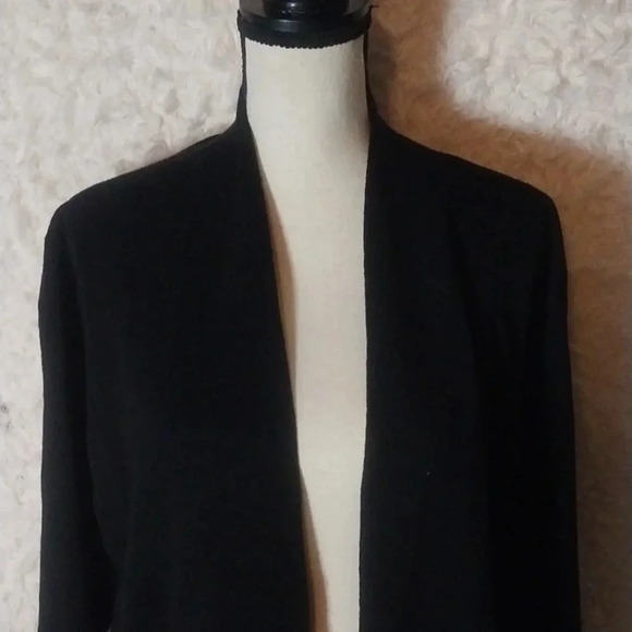 Eileen Fisher Ultra Fine Merino Straight Long Cardigan Black Size M Preowned - Picture 3 of 6